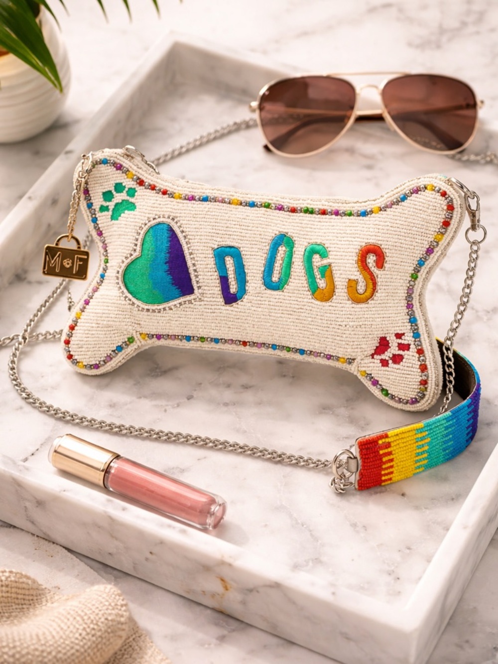 Mary Frances Dogs Beaded Rainbow Purse Crossbody Bag Sold Out Style GIFT PRIDE